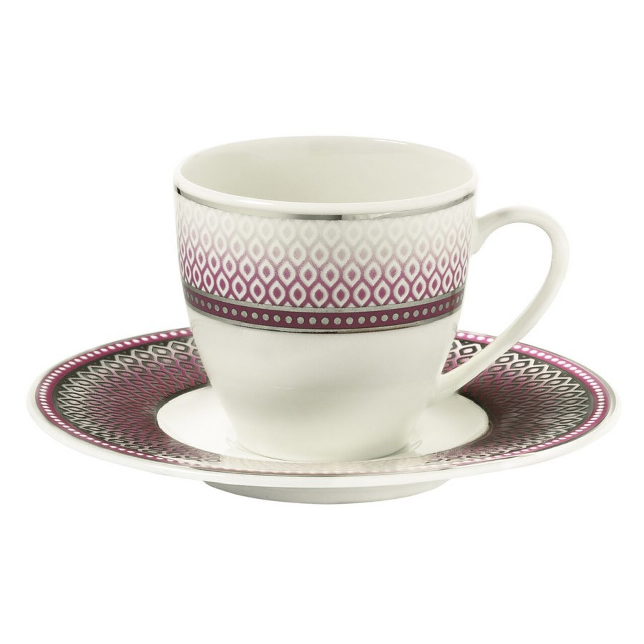 Set 6 cesti + 6 farfurii, Kutahya Porselen, BNKL12KT4309203, 50 ml, portelan, multicolor - imagine 6